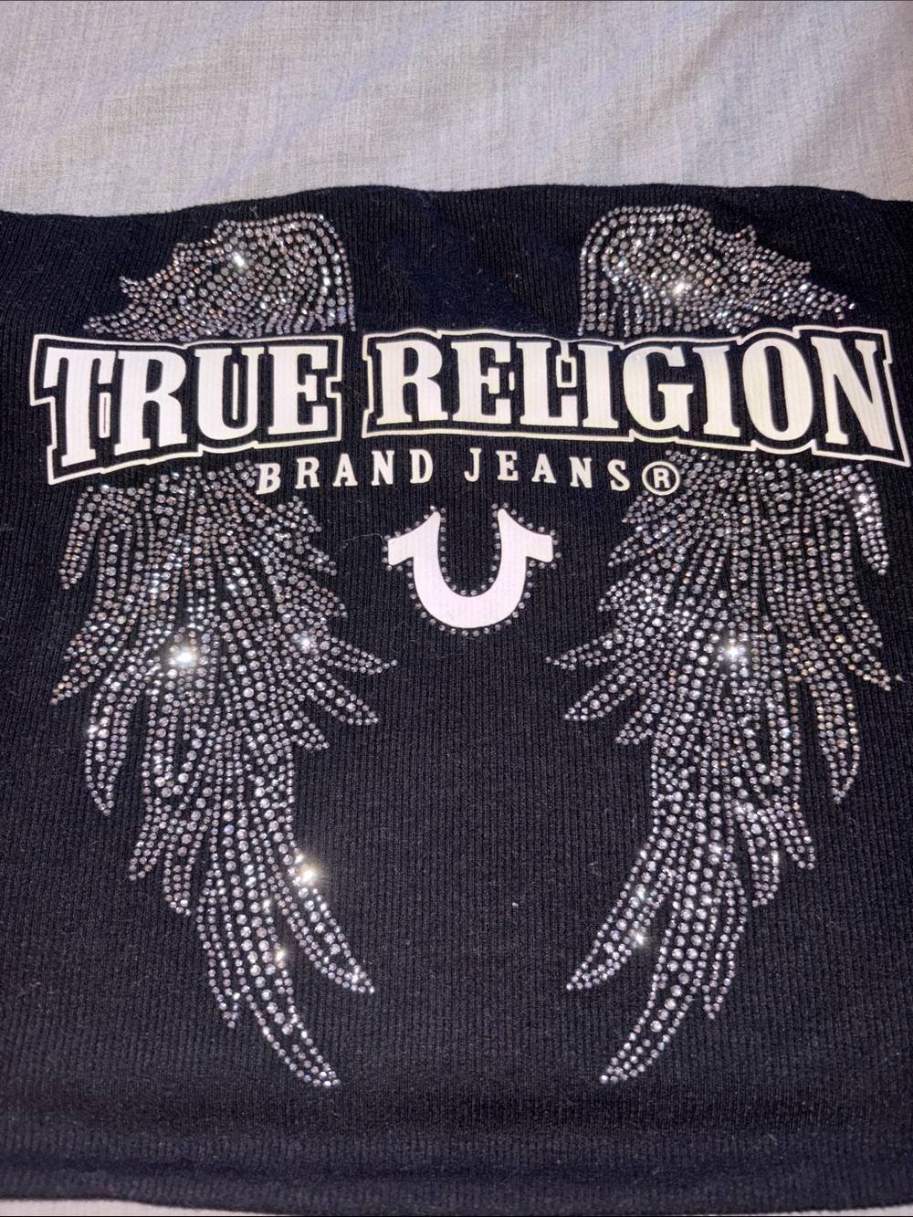 True Religion Black Rhinestone Angel Wing Tube Top - Picture 2 of 4